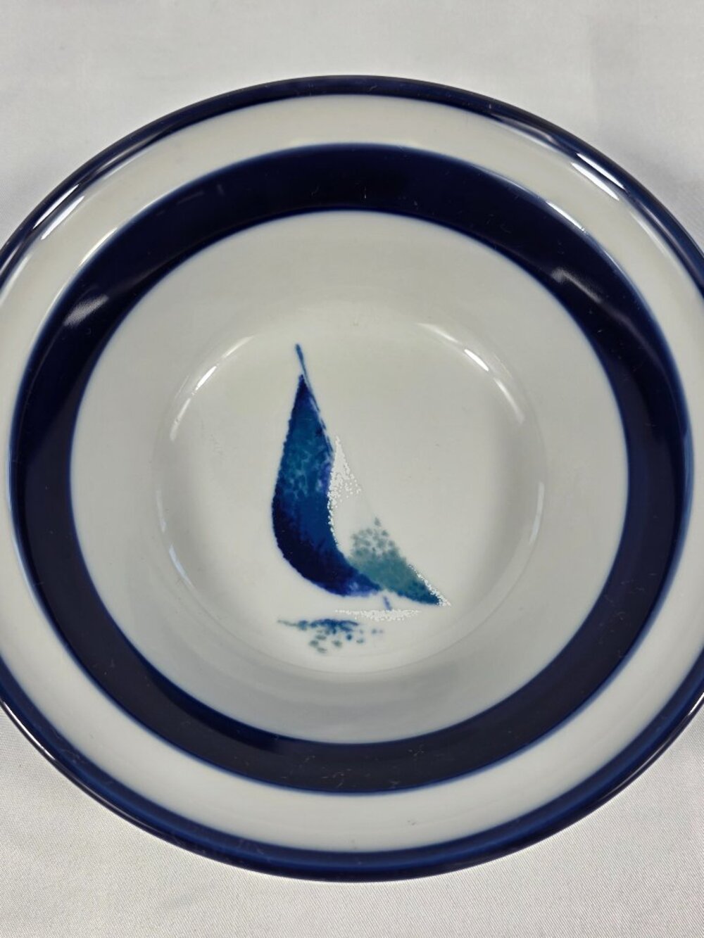 Noritake Primastone Running Free RIm Cereal Bowl Blue Sailboats & Trim